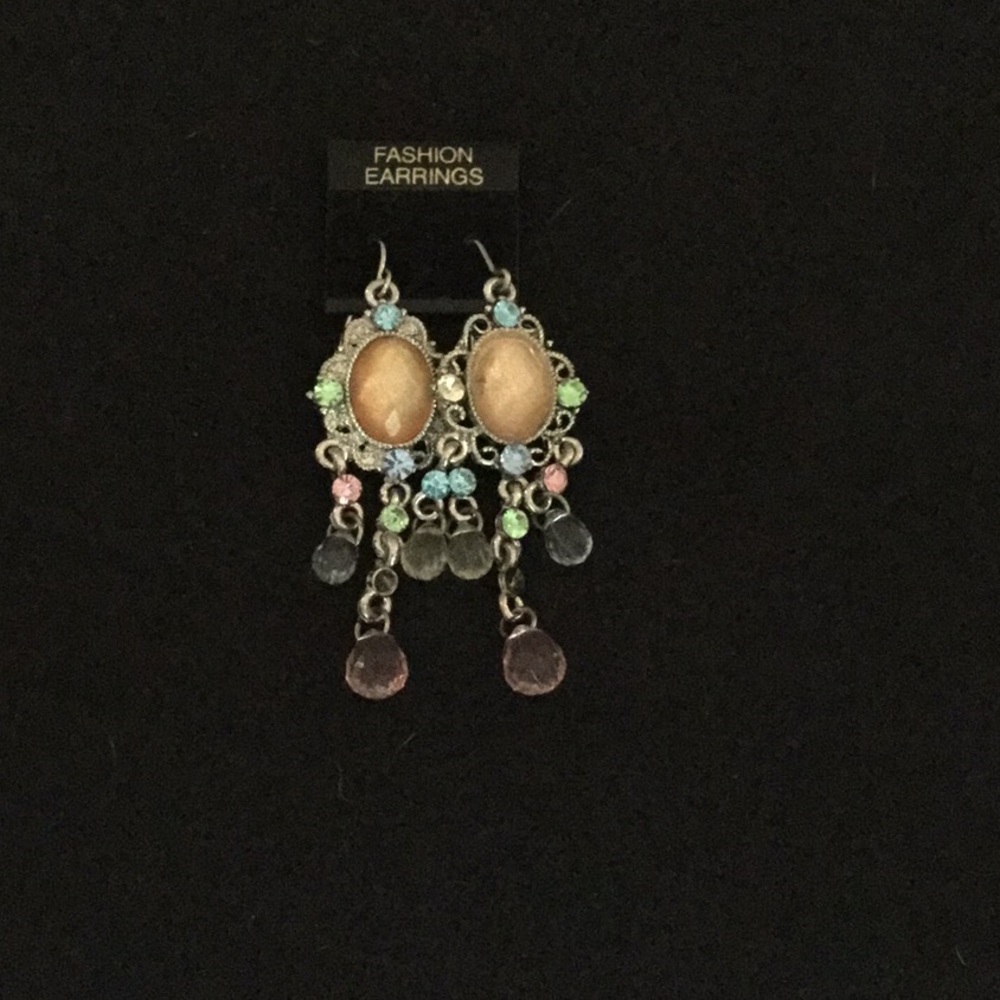 Gorgeous multi color pastel drop earrings.